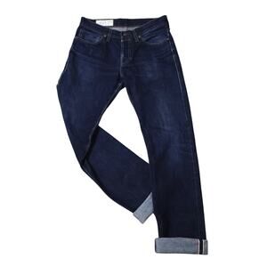 Imogene & Willie Mid Rise Dark Wash Button Fly Straight Leg Selvedge Jeans 27